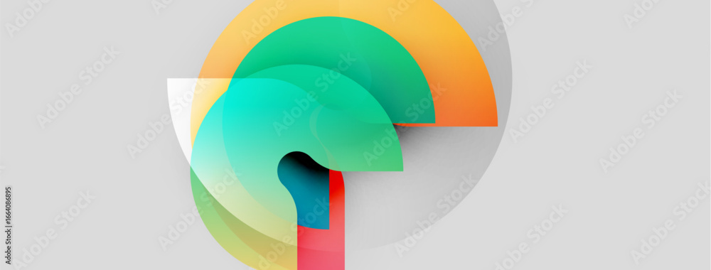 Poster abstract colorful circles overlap, creating dynamic visual effect. soft gradients, modern design, si