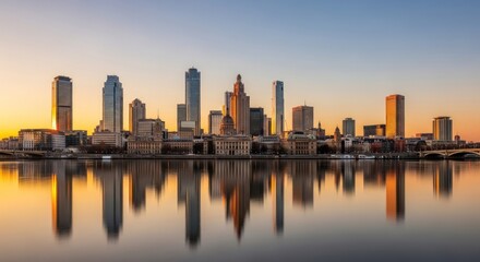 Fototapeta premium Stunning Providence Rhode Island Skyline Reflection at Sunrise
