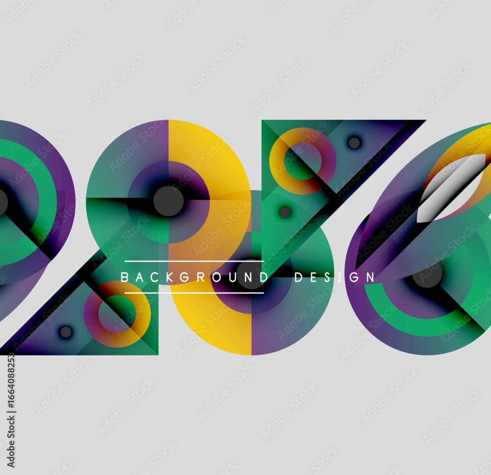 Aufkleber abstract geometric shapes, vibrant colors, modern design. overlapping circles, triangles create dyna