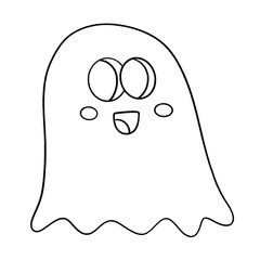 Cute cartoon ghost line icon isolated on transparent background