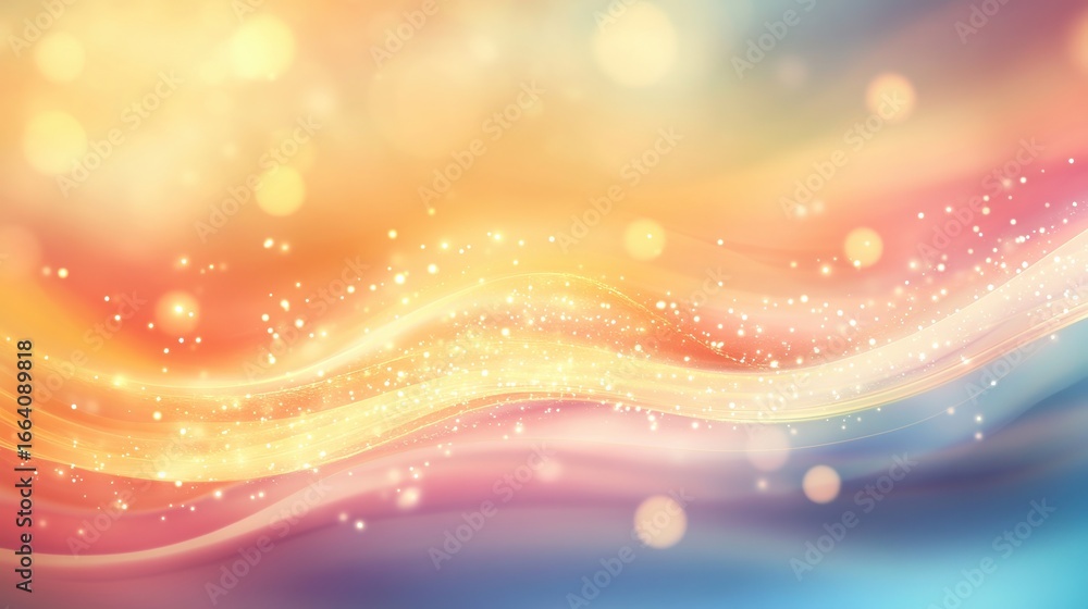 Poster Colorful bokeh background with soft gradient lights, glowing particles, and dreamy abstract blur. Generated AI