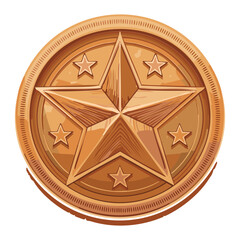 Round bronze coin with a large star emblem, a historical or fantasy icon suitable for game currency and rank systems.