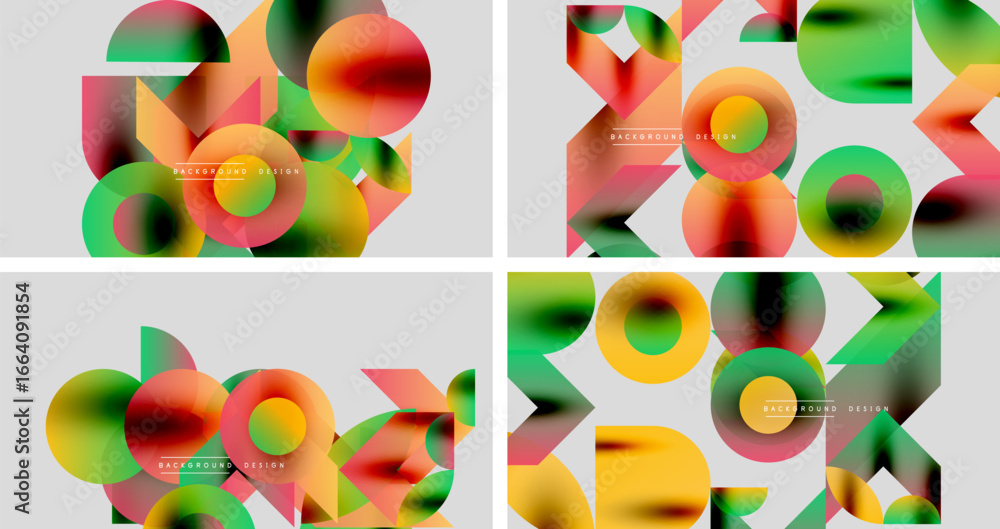 Aufkleber abstract colorful backgrounds. geometric shapes overlap, creating vibrant visual effects. modern des