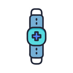 Smartwatch with cross graphic for health and wellness tracking