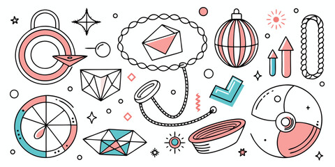 Abstract Geometric Jewelry Line Art SVG

