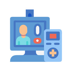 Telemedicine consultation with device vector illustration for remote healthcare