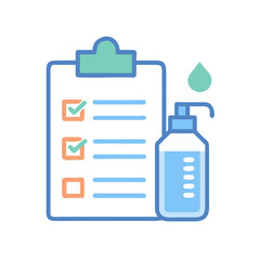 Hand sanitizer checklist for hygiene and health confirmation icon