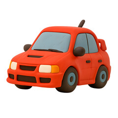 Clay Style Red Sports Car Toy 3D Illustration