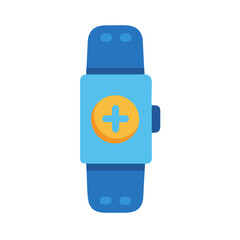Blue smart watch with medical plus sign illustration