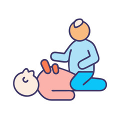 Infant CPR illustration showing life saving medical intervention