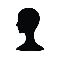 Black silhouette of a human head and shoulders profile view icon for virtual assistants and ai