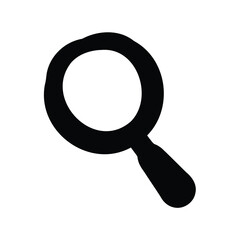 Simple black magnifying glass icon symbolizing search and discovery