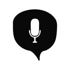Hand drawn speech bubble with microphone icon representing voice recognition and audio communication