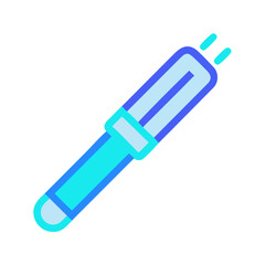 Vibrant blue pen icon on black background illustration
