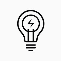 Light Bulb icon vector, isolated on white background. Idea sign, solution, thinking concept. Lighting Electric lamp. Electricity, shine. Trendy Flat style for graphic design vector template