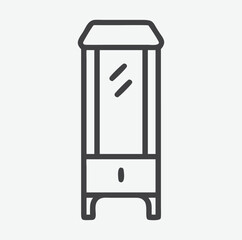 Stunning Lighted Curio Cabinet Icon in Elegant Line Art Style