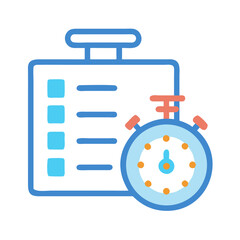 Clipboard and stopwatch icon for project management efficiency concept