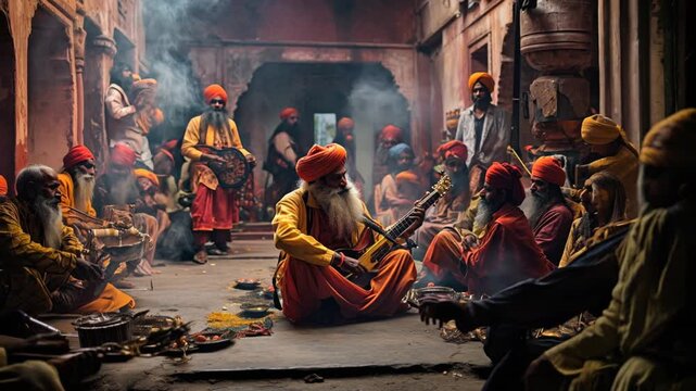 Gathering with music. AI.