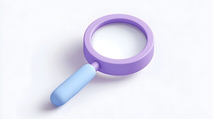 Pastel magnifying glass on a white background