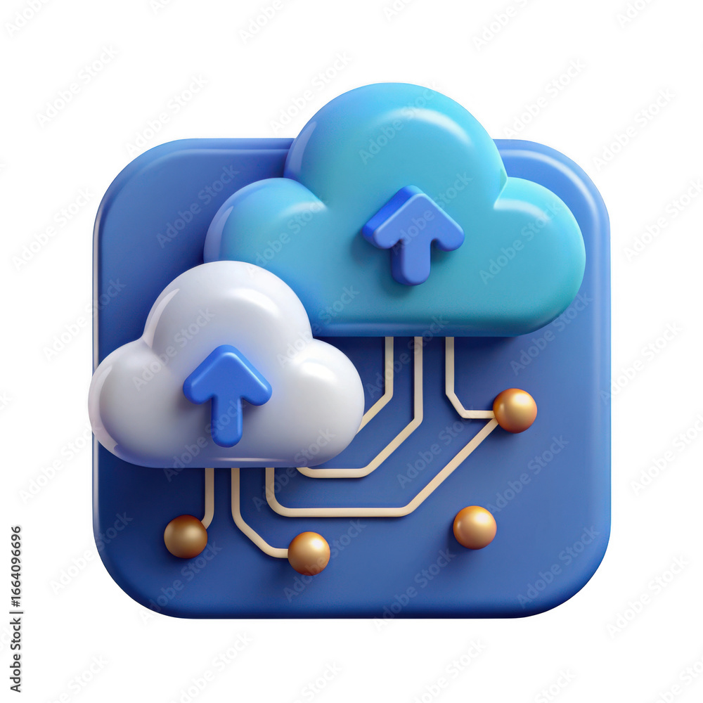 Poster cloud computing icon with arrows isolated on transparent background
