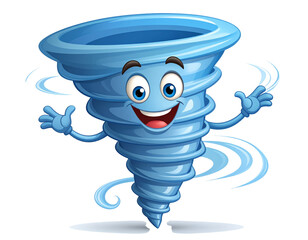 Playful Tornado Mascot with Arms and Wind Gusts, Animated Pose PNG