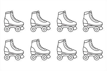 Rollerblades and Skate Shoes Icons for Sport and Fitness Branding