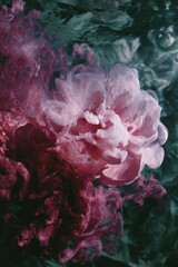 Pink Flower Underwater Ink Swirls