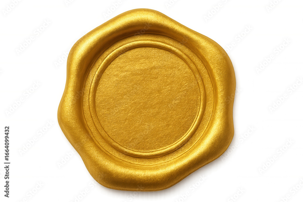 Poster golden wax seal verifying document authenticity, symbolizing official validation against transparent