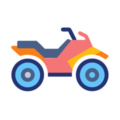 Colorful cartoon ATV with flat design on a black background