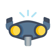 Modern flat design icon of drone front view with navigation lights