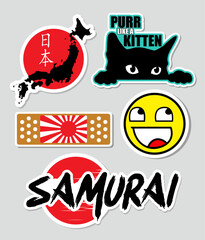 Funny Japanese Car Stickers in Vector