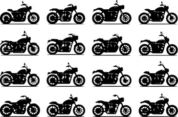 Obraz premium Motorcycle Silhouette Vector Bundle