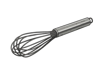 Vintage kitchen whisk illustration on white background
