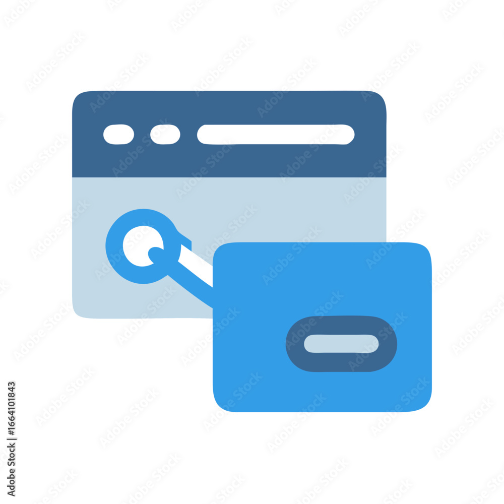 Poster browser window and folder icon illustration with light style