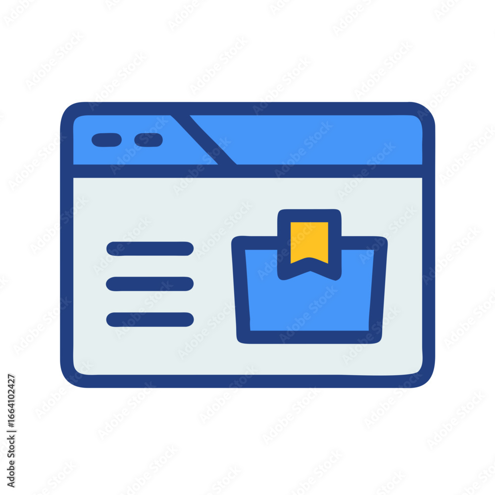 Poster flat icon design representing browser window with bookmark feature