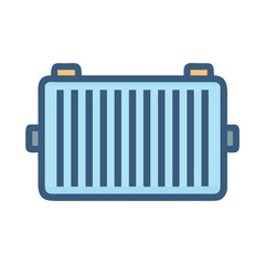 Radiator Icon Vector Illustration: Heating System Element, Graphic Design, Technology Concept