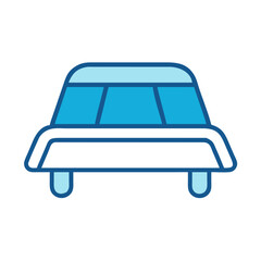 Futuristic vehicle icon design, blue color palette, transportation concept graphic
