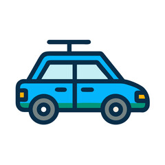 Illustration of a simple car icon with a black background and bright color