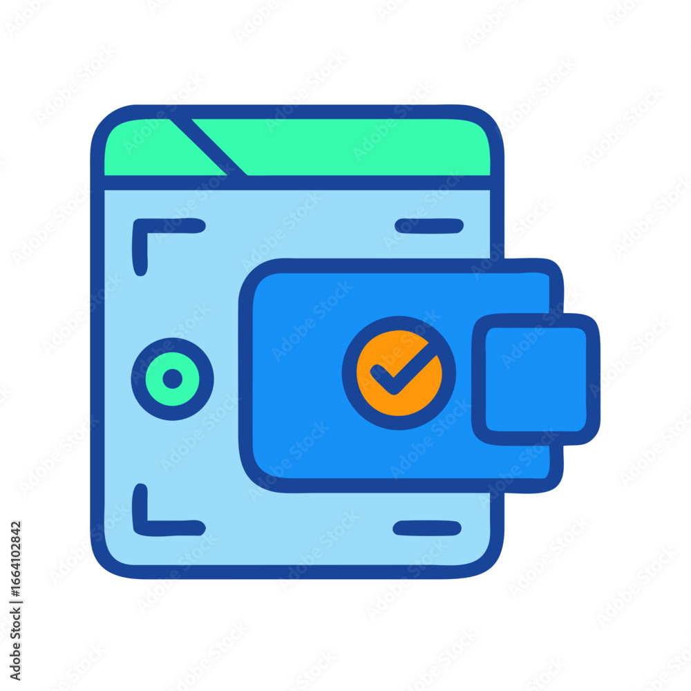 Poster digital wallet transaction confirmation and secure mobile payment icon