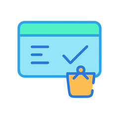 Web page with shopping bag icon for complete order