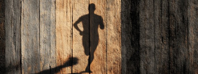 Running Shadow on Wooden Background