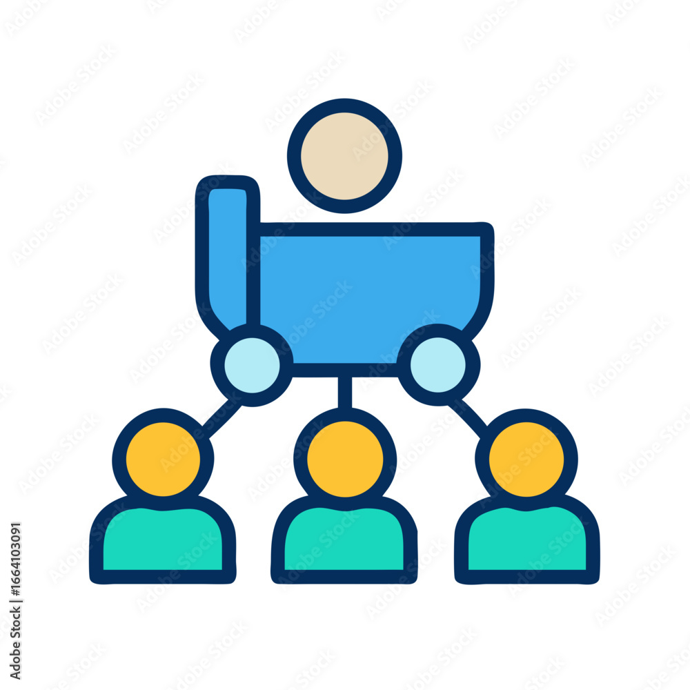 Poster simple flat design organizational chart demonstrating hierarchical structure