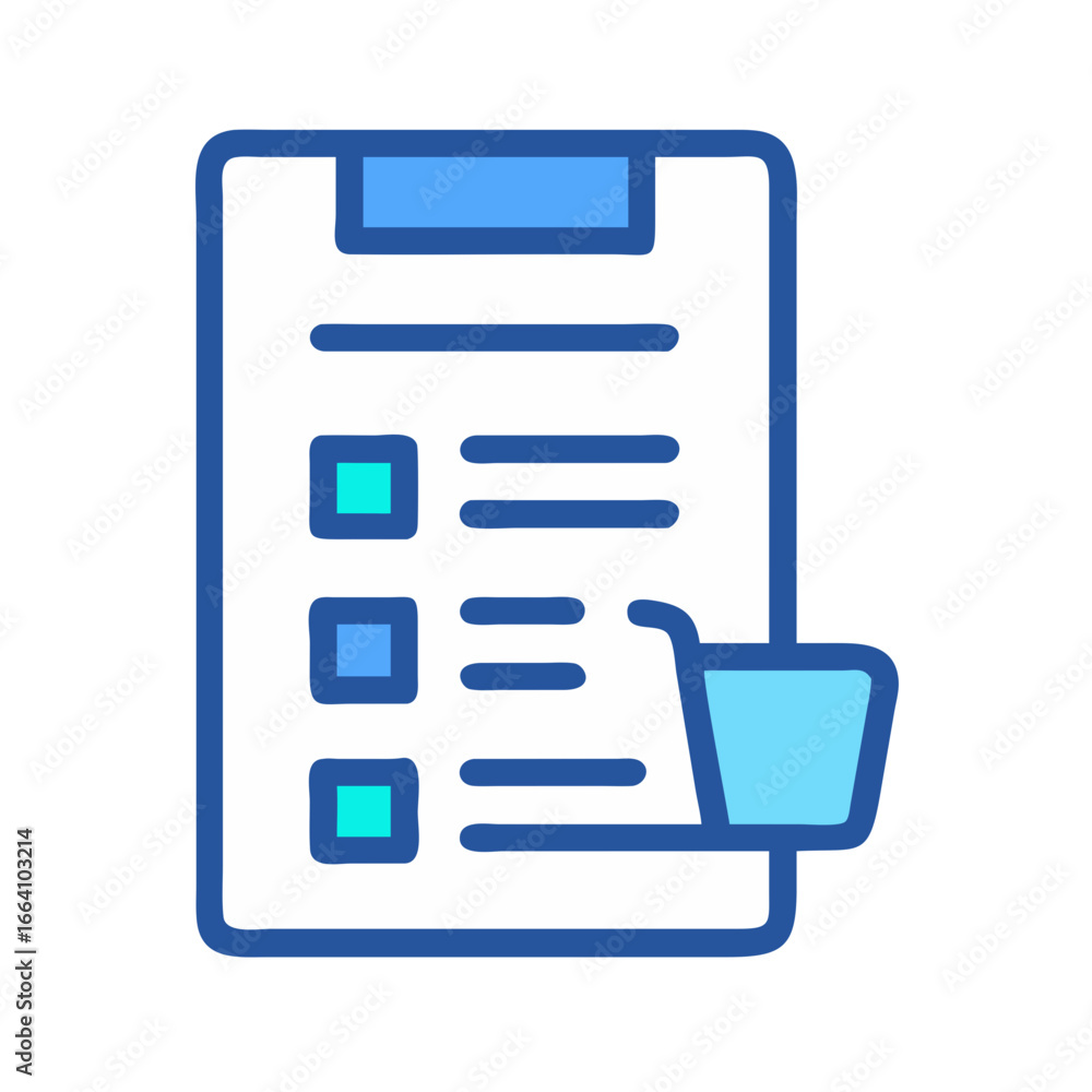 Poster clipboard with checklist and document in flat vector design