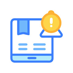 Online order issue alert, shipping problem notification visual icon