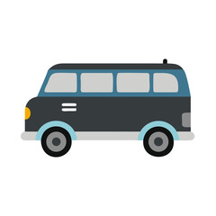 Retro bus illustration with flat design isolated on black background