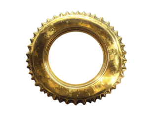 Gold Bottle Cap with Central Hole Isolated on Transparent Background PNG