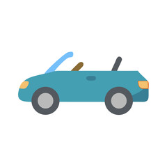 Teal Convertible Car Illustration Against Black Background, Simple Vector Style Image