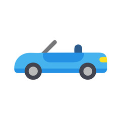 Flat vector convertible car isolated against black background, summer, driving