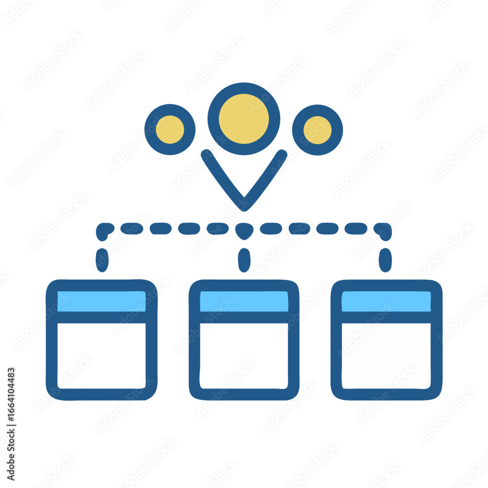 Poster data hierarchy diagram with connected circles and rectangles