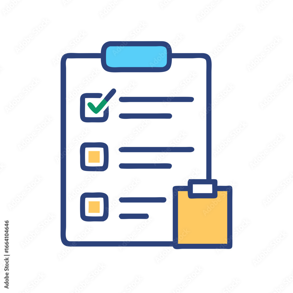 Poster checklist on clipboard symbolizing completed tasks and organization efficiency